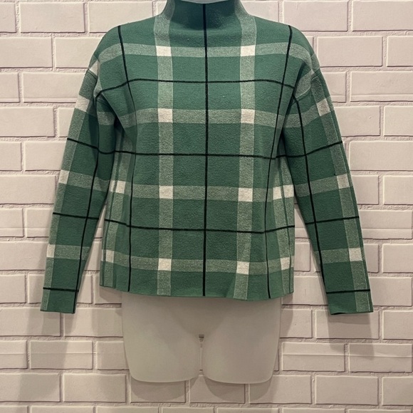 JNY JONES NEW YORK Green Plaid Mock-Neck
Pullover Sweater Size XS - Picture 2 of 6